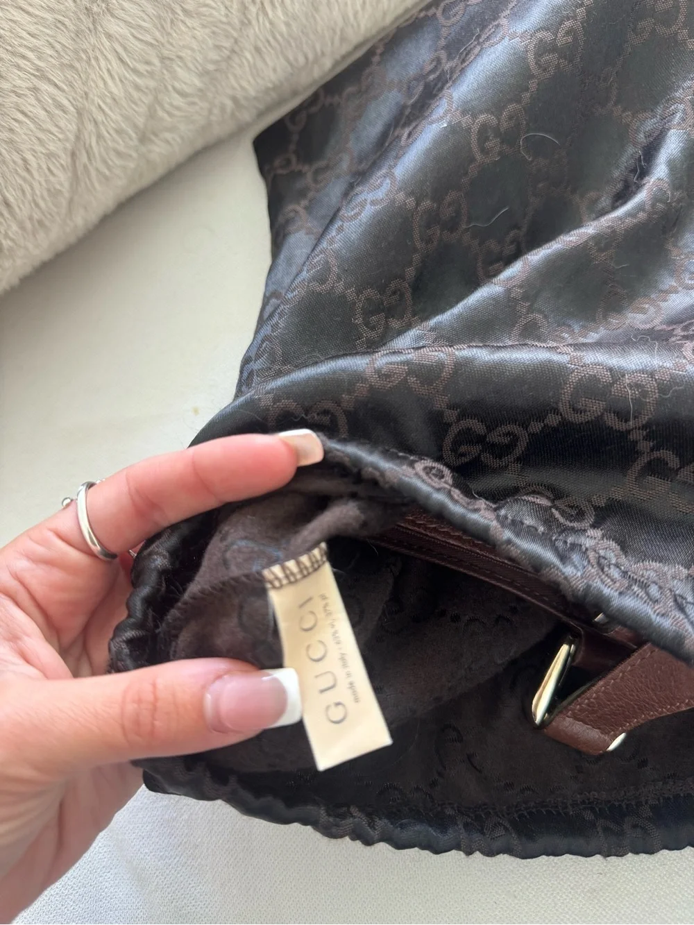 Authentic Gucci Beige and Brown GG Canvas Shoulder Bag